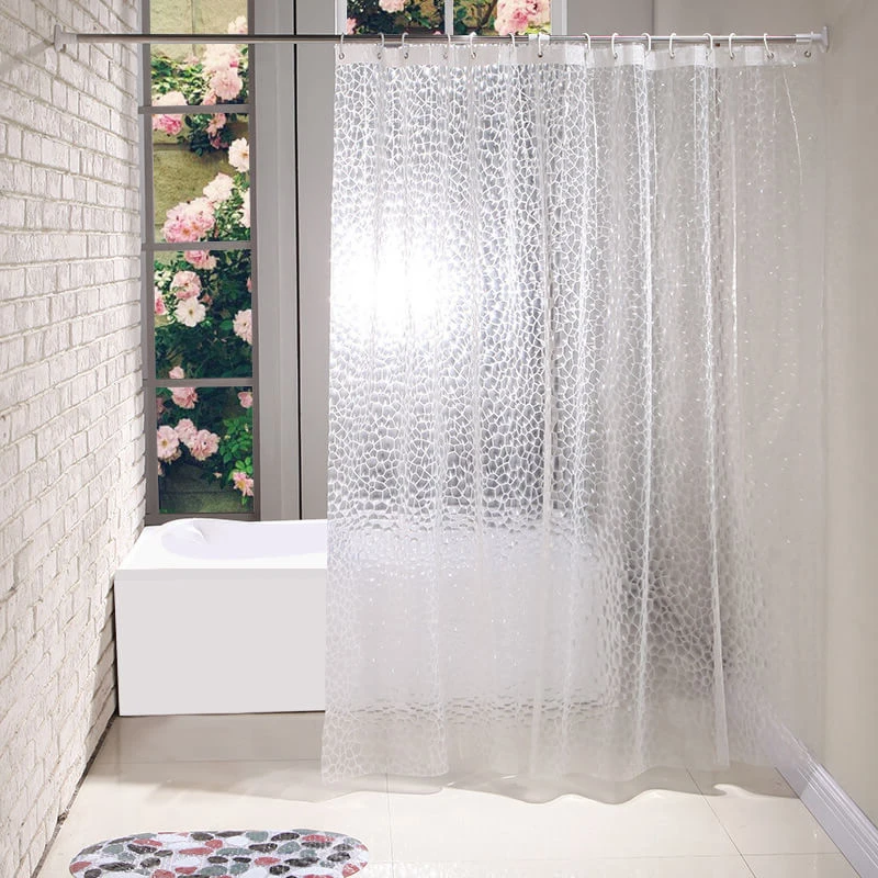 
i@home Thick Waterproof and Mildewproof 3D Water Cube EVA Transparent Shower Curtain for Bathroom 