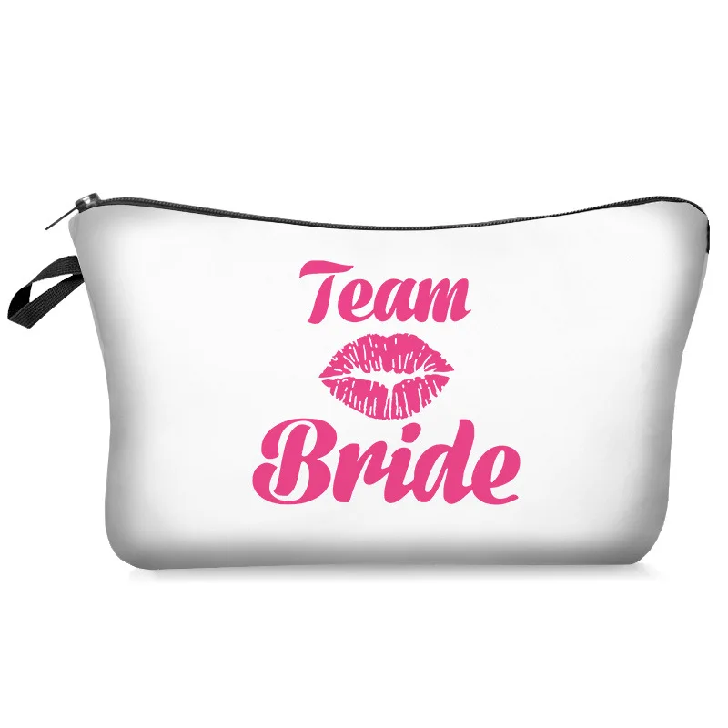 Digital printing polyester best friend bridesmaid gift bridal makeup cosmetic bag for wedding party decoration