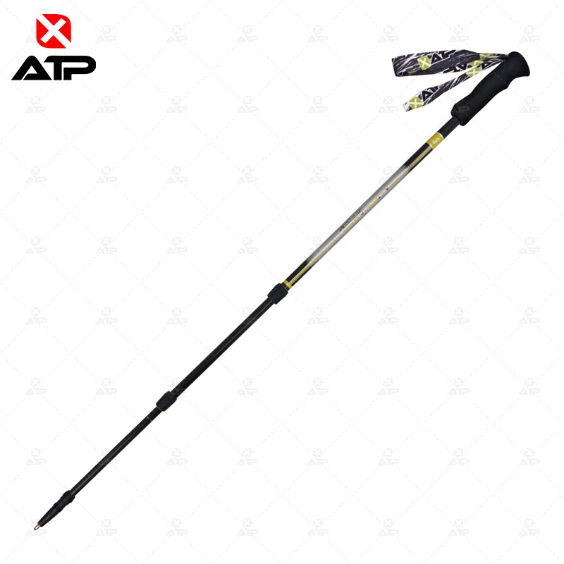 Custom Logo & Color Trekking Poles Carbon Fiber EVA Foam Rotating Lock Trekking Poles Tungsten Tip 3 section Walking Sticks