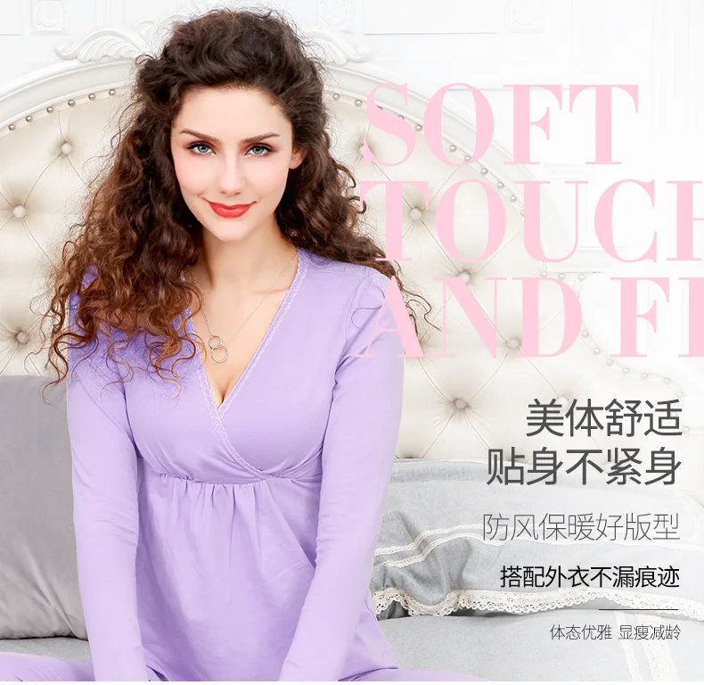 Maternity Pajamas Cotton Long Sleeve Pajamas For Pregnant Women Tops Shirt Warm Sleepwear Casual Clothes