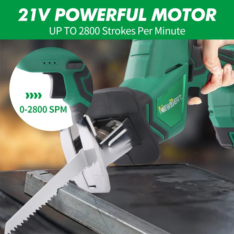 NewBeat Handheld Battery Mini Brush Cutting Saw for Metal Cordless Reciprocating Saw Machine