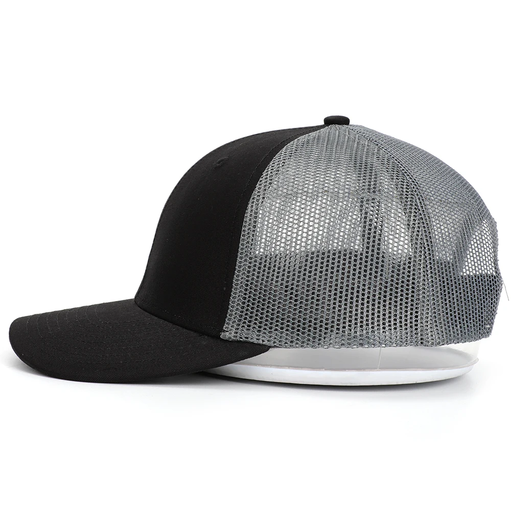 Elegant High Quality Custom Your Own Brand 6 Panel Curved Bill Blank Black Plain Back Mesh Mens Trucker Hats Caps
