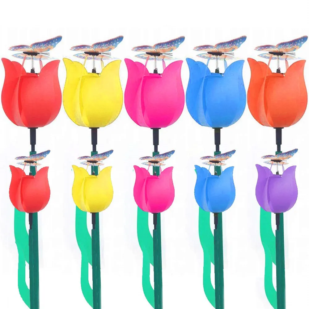 Garden decoration  colorful tulip windmill  for kids toy