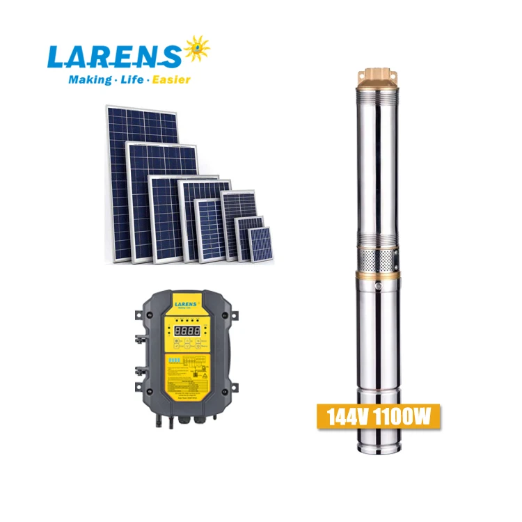 LARENS 3 Inch Deep Well Solar Pump System Water DC 1100W Solar Submersible Irrigation Pump (60862919291)