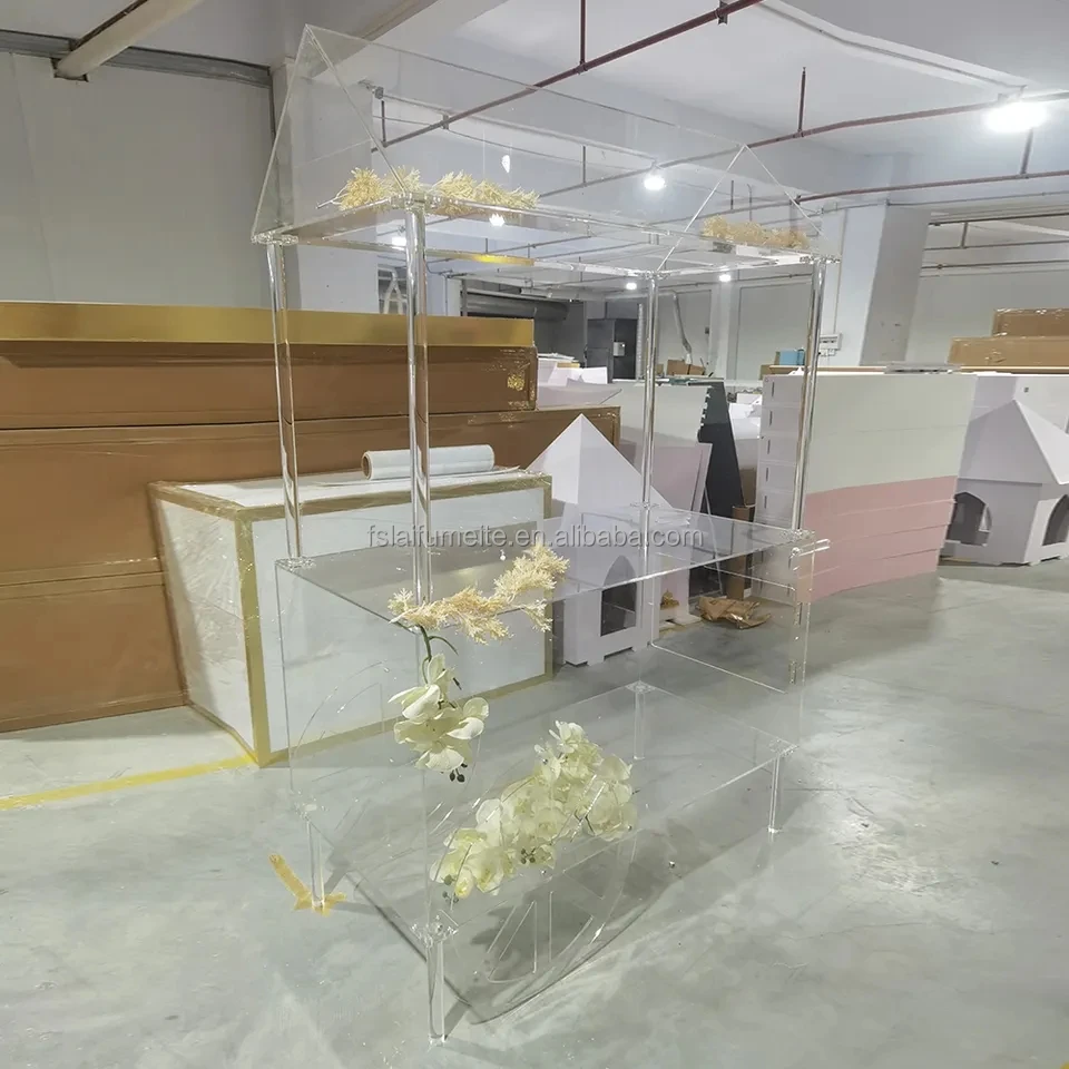 Unique design clear acrylic transparent dessert candy bar cart collapsible rack wedding candy carts for parties prop