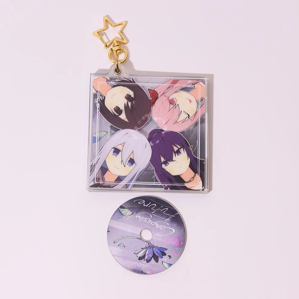 Daqido Custom Acrylic Cd Keychain Glitter Epoxy Cd Charm Holo Pendant