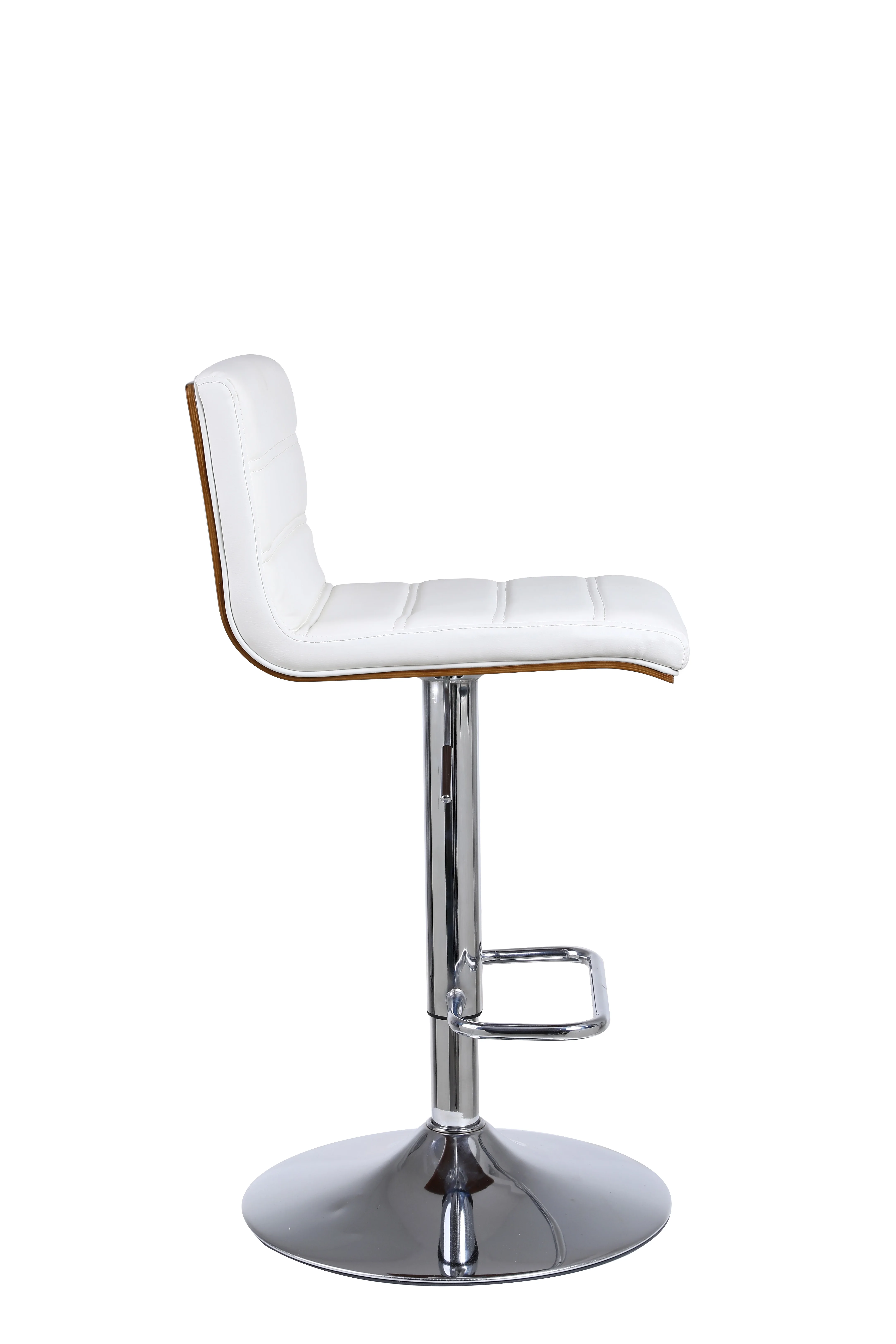 Modern Design Chrome Gas Lift and White PU Bar Stool Synthetic Leather Home Bar Furniture