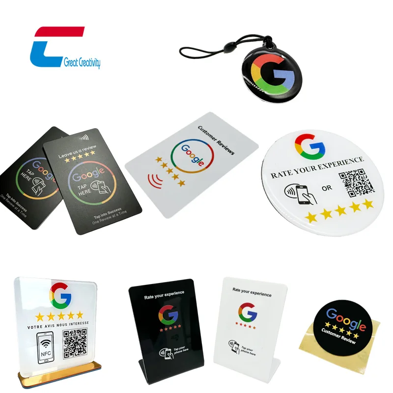 program NTAG 213 custom nfc restaurant google review card Epoxy round google nfc button