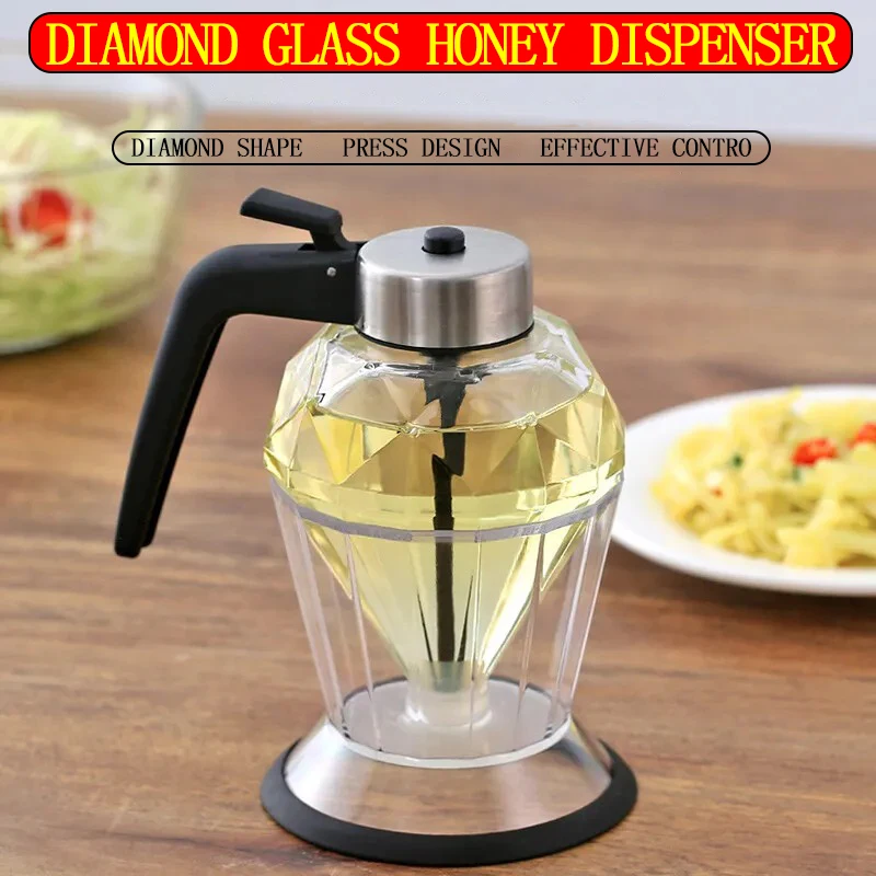 200 ml borosilicate glass diamond jar olive vinegar cooking oil condiment sauce honey pot dispenser maple syrup bottle
