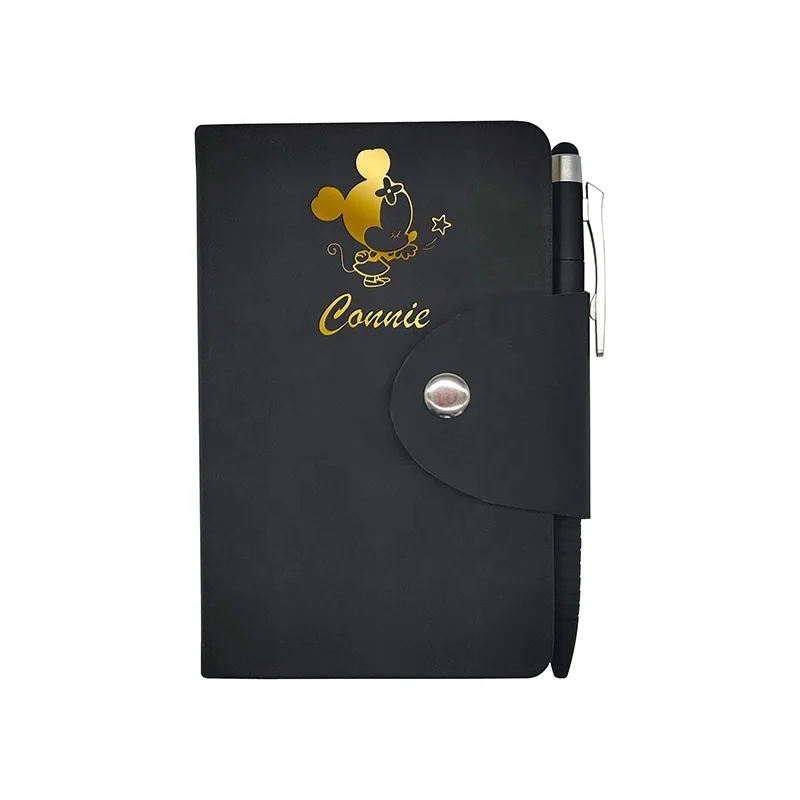 
Holi 2020 cute foil stamping mickey mouse pattern black leather monthly planner agenda 