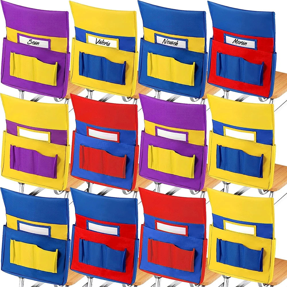 Wholesale Chairback Buddy Pocket Chart Yellow Classrooms Student Chair Pockets Elastic Classroom Chair Storage Organizer