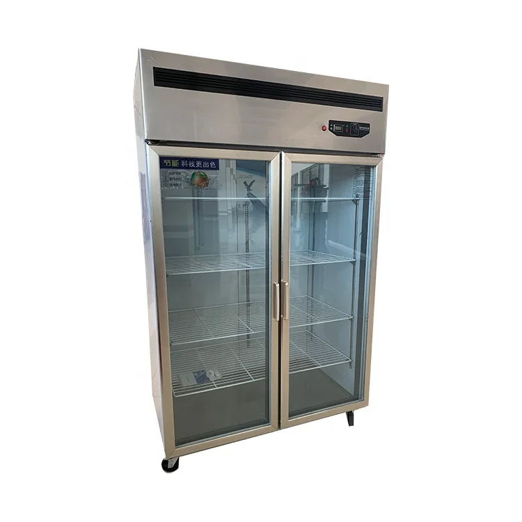 
New design transparent double glass door refrigerator/vertical freezer for sale 