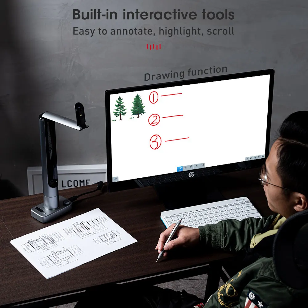 OEM Portable Smart Visualizer Camera Ocr A3 Document Scanner For Teacher Education Office