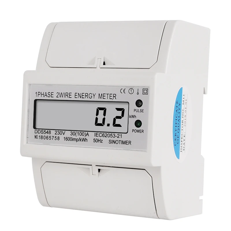 Wholesale Price Overload 30-100A 230V AC Single Phase 2 Wire Digital Wattmeter Electricity Cost Measuring Meter DIN Rail Mount
