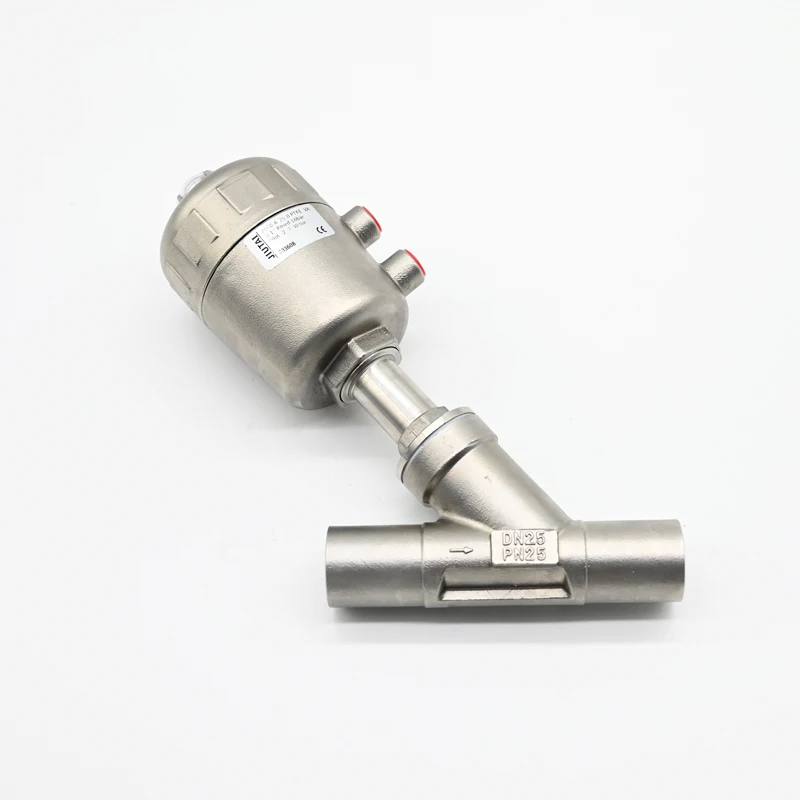Double Acting DN15 1/2 inch Water Steam Control Angle Seat Valve Pneumatic welding stainless steel angle seat valve