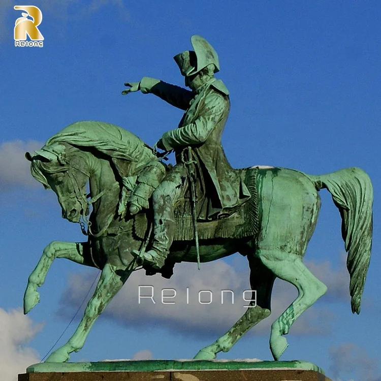 Greek garden decoration sculpture statue bronze Napoleon man riding horse statue