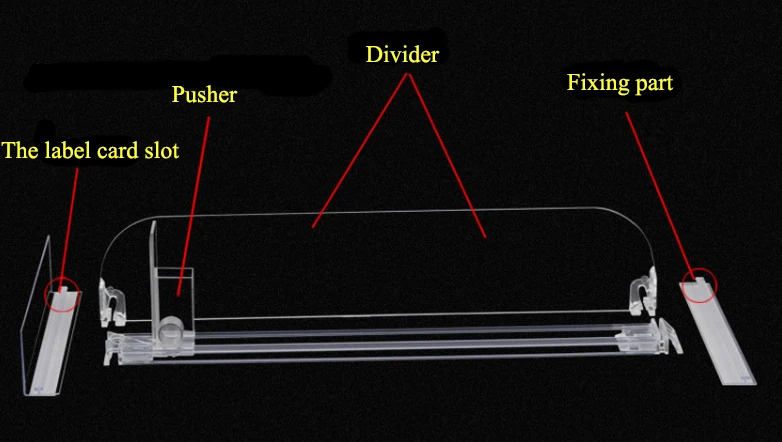 Supermarket adjustable use spring loaded display shelf pusher System  tray for tobacco pack/snack/drugs