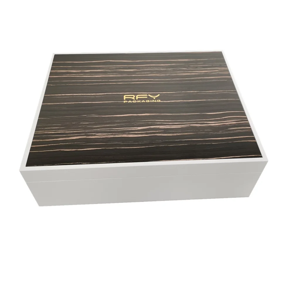 Custom High-Grade Piano Lacquer Wooden Box Ebony Lacquer Gift Box Mdf Mounted Wood Grain Boxes For Jewelry