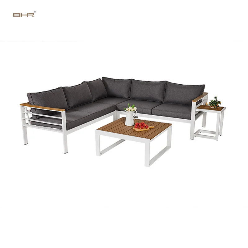 leisure garden lounge with laptop desk side table aluminum sofa set furniture modern