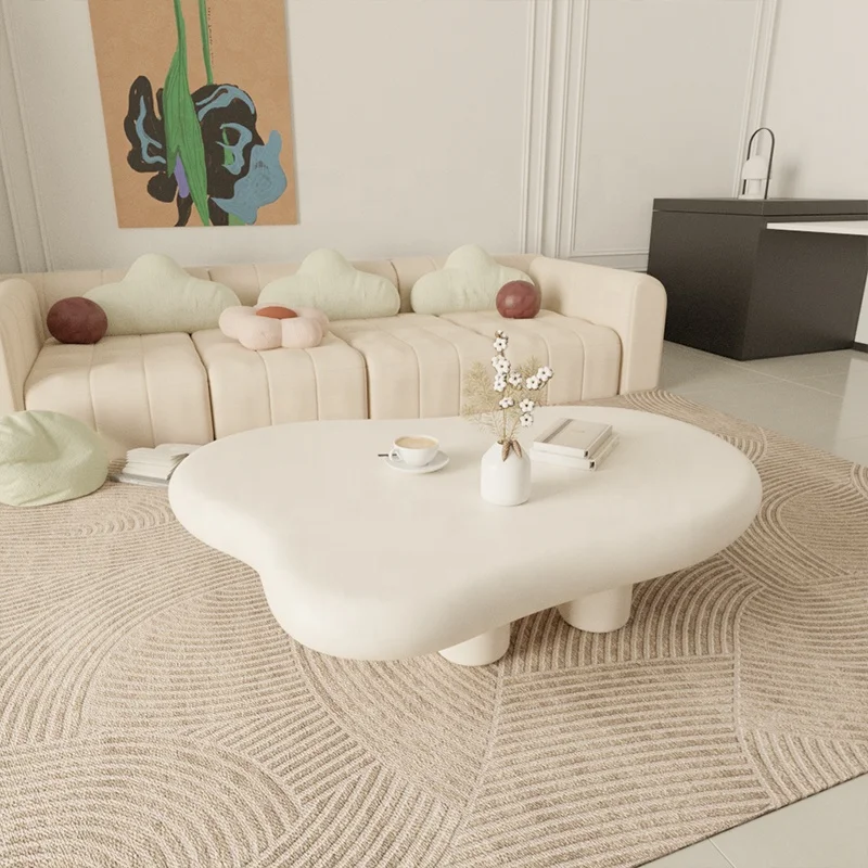 Hot Sell Nordic Modern Designer Cloud Shaped Coffee Table Irregular Small Apartment Living Room Furniture Cream Side Table