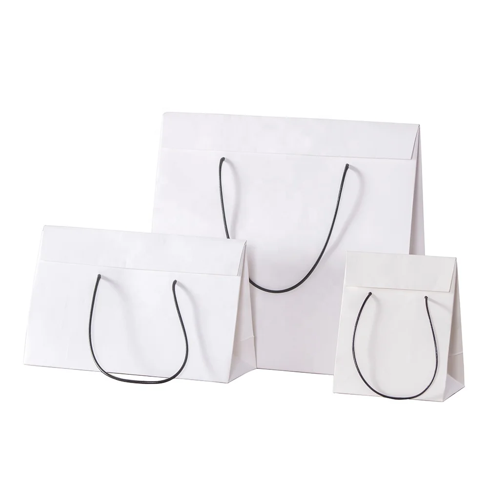 2019 Creative Custom Printed Your Own Logo White Brown Kraft Gift Craft Shopping Paper Bag With Ribbon Handles