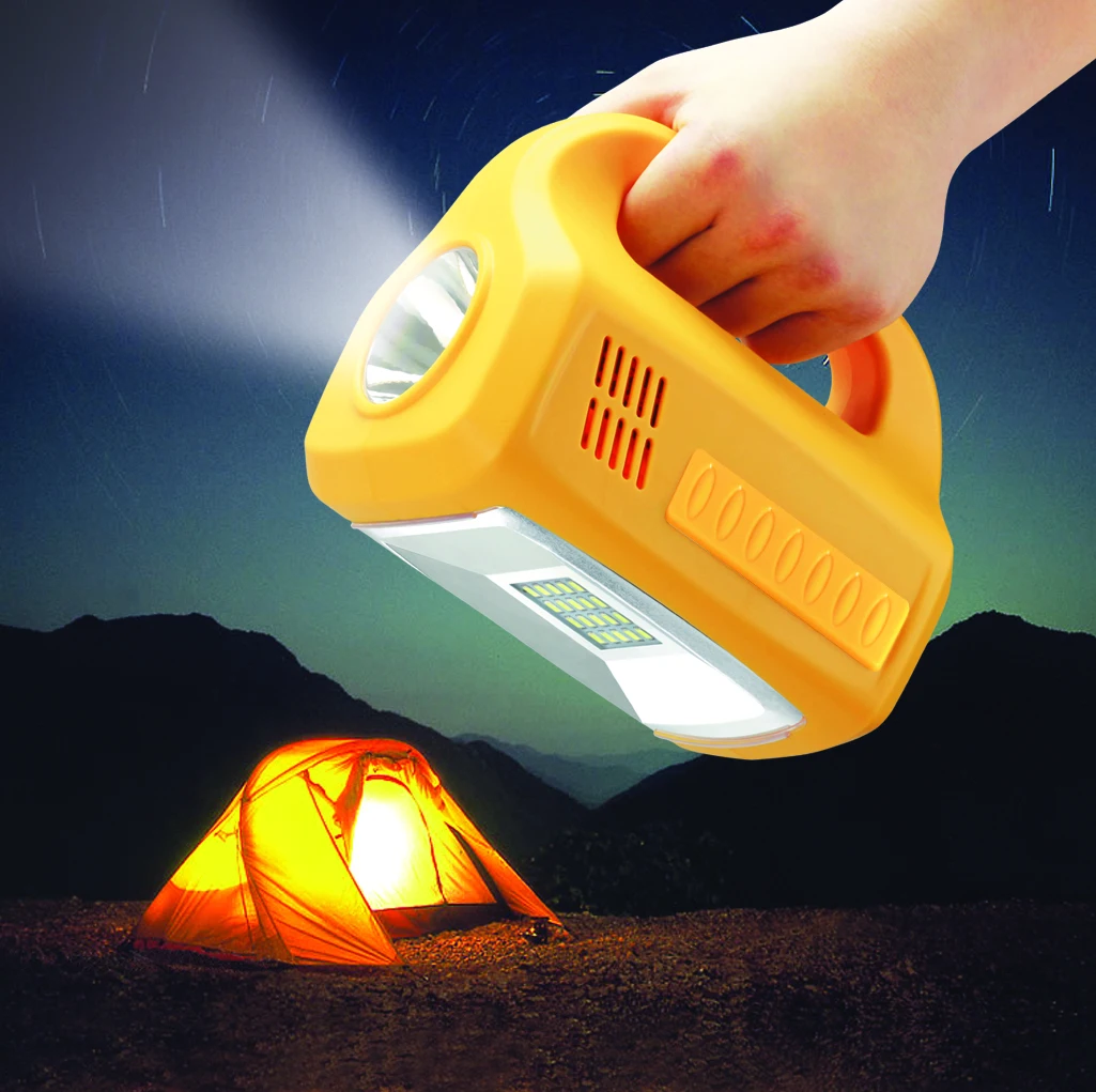 Solar Kit System Rechargeable led Emergency Light Torch Lantern Lamp Searchlight FM Radio MP3 USB Vehicle Working Camping