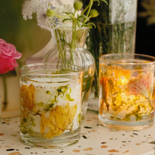 LIGHTING LOVER OEM handmade Glass Jar nature plant scent candle luxury