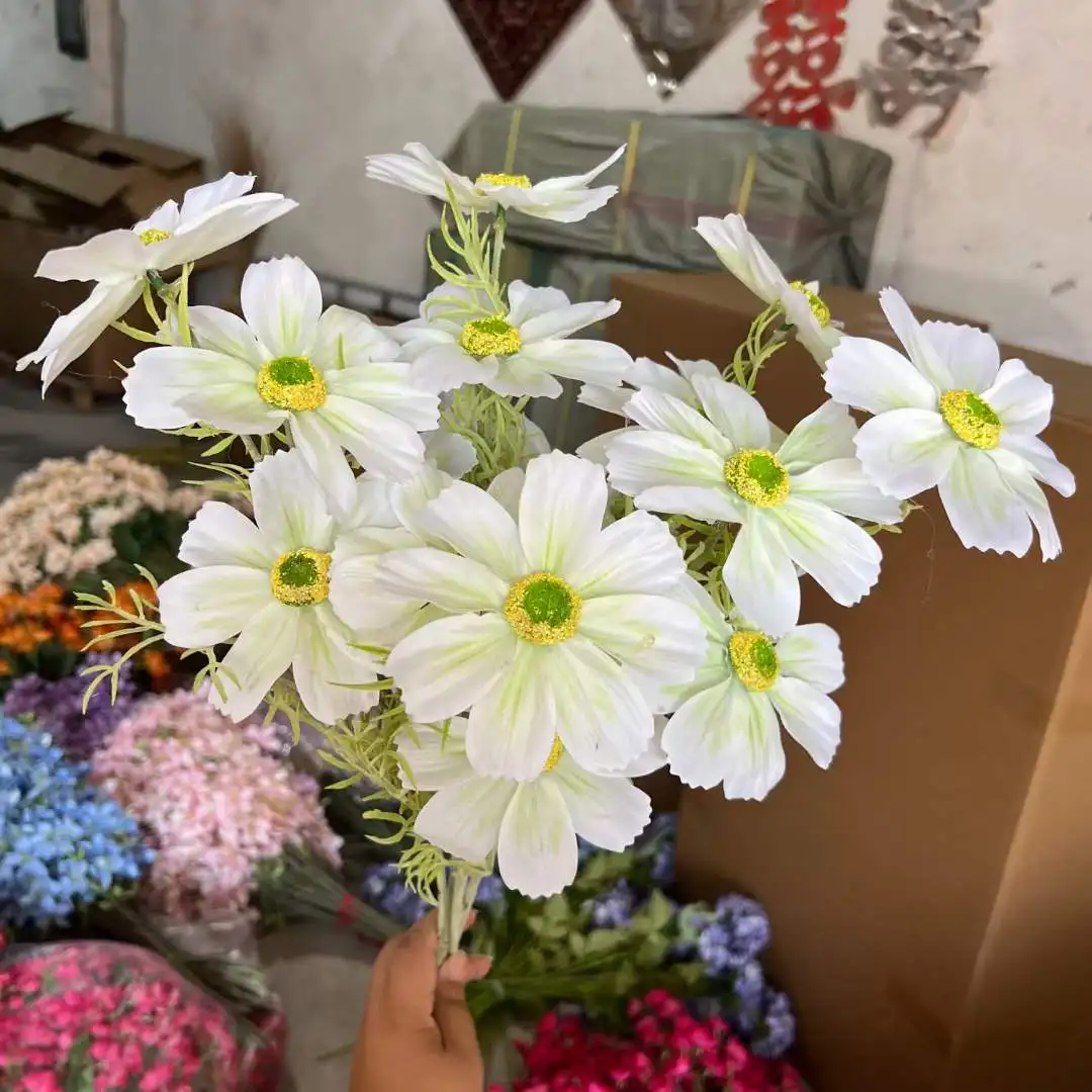 cheap galsang flowers for sale flocking artificial daisy flowers for wedding and event decorations decorative daisy flowers