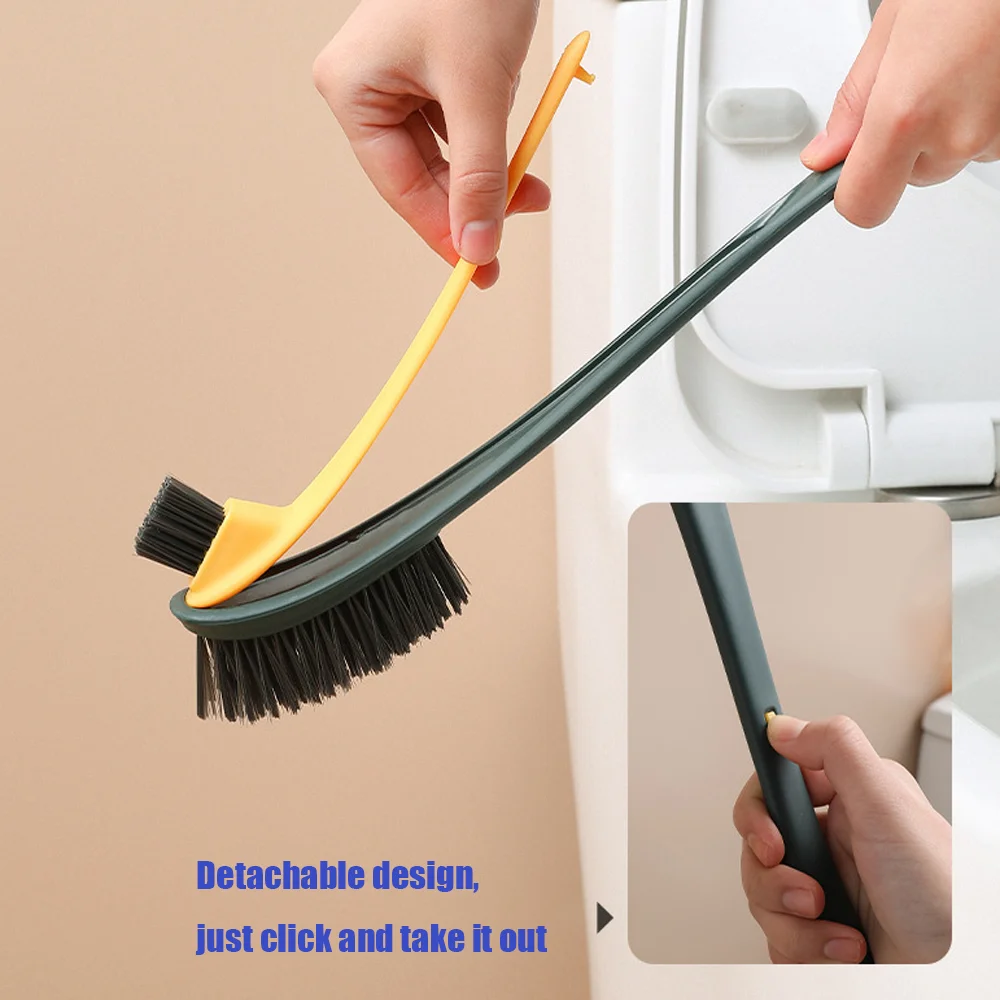 2-in-1 Eco-Friendly TPR Toilet Cleaning Brush Long Handle PET Holder with Double-Sided Brush Disposable Design Toilet Cleaning