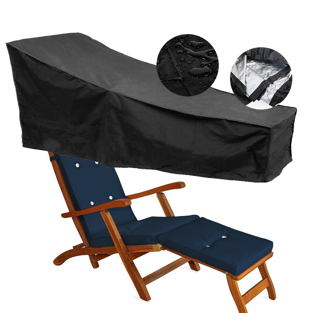 Sun Lounger Cover protective Waterproof Anti-dust Sunbed Chaise Lounge Cover Outdoor Garden Patio Furniture Cover with Bag