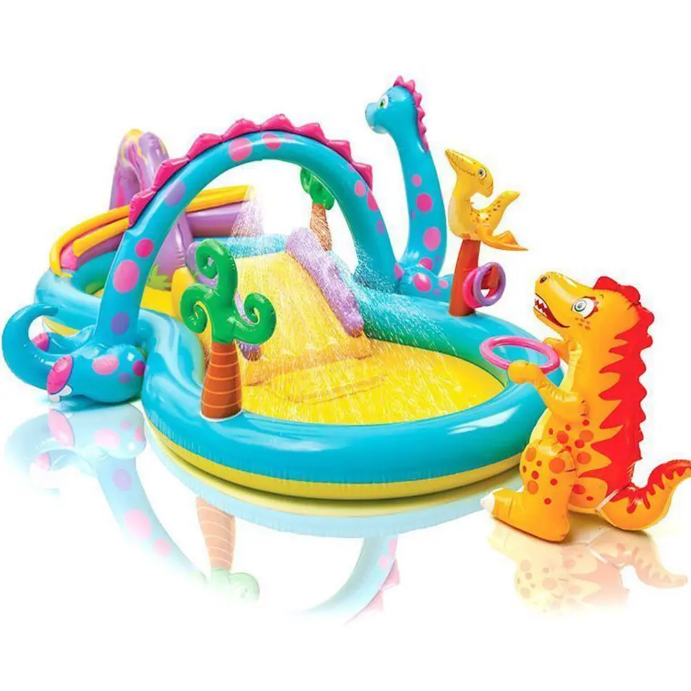 Intex Kiddie Dinoland Play Center Dinosaur Inflatable Kids Slide Swim Pool Children Water Paddling Pool
