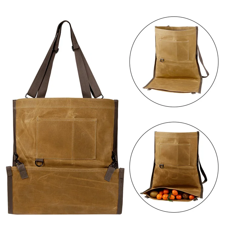 
Thickened Wet Wax Canvas Apple Fruit Storage Bag Fruit and Vegetable Picking Apron Orchard Bag 