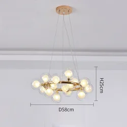 Modern LED Bubble Pendant Light Living Dining Room Bedroom Pendant Lamp G4 110V 220V Nordic Glass Ball Black Chandelier