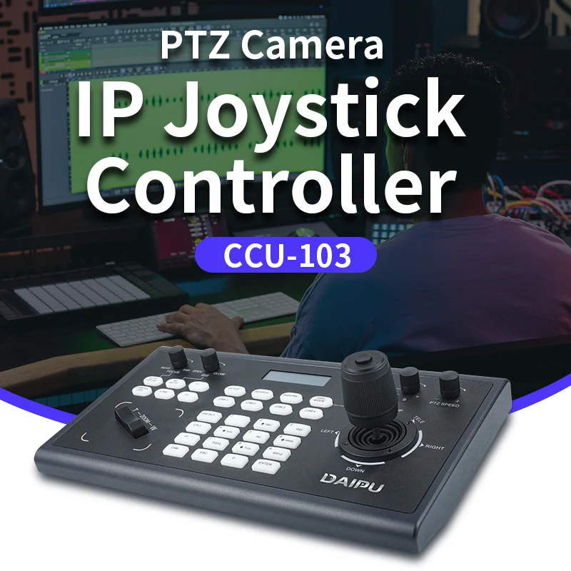 DAIPU CCU-103 IP PTZ Controller PoE NDI Controller Keyboard with 4D Joystick for Live Streaming NDI PTZ Camera