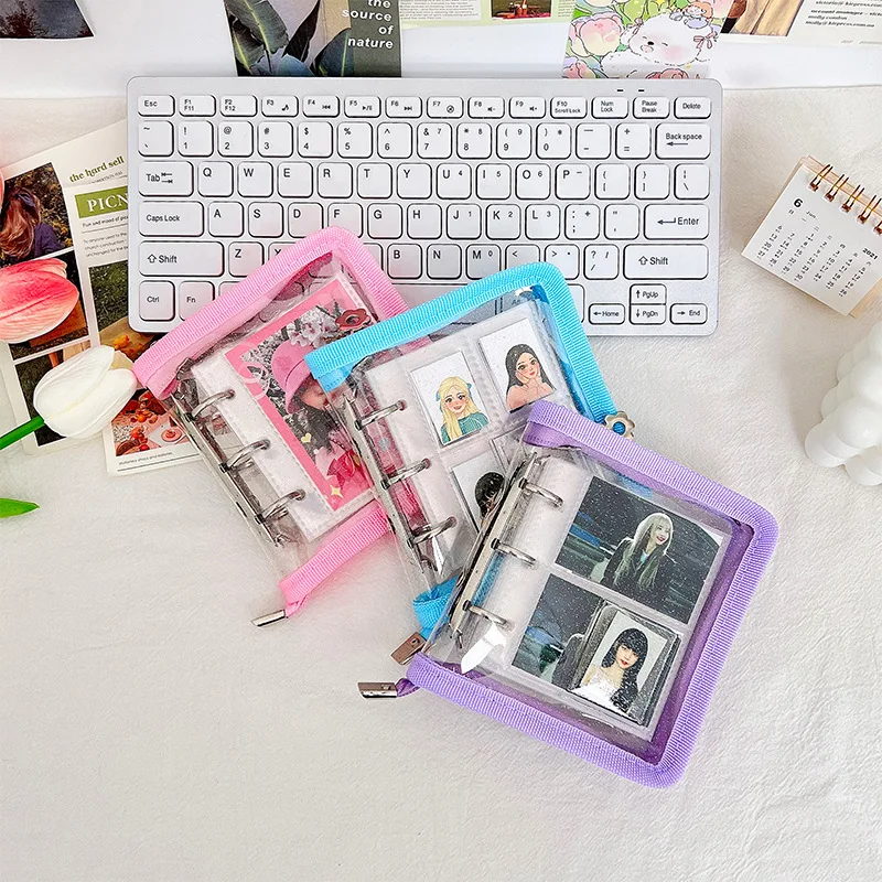 Promotion Transparent PVC Material A8 3 Ring Binder With Zipper Mini - Store Small Cards Binder Photo Album
