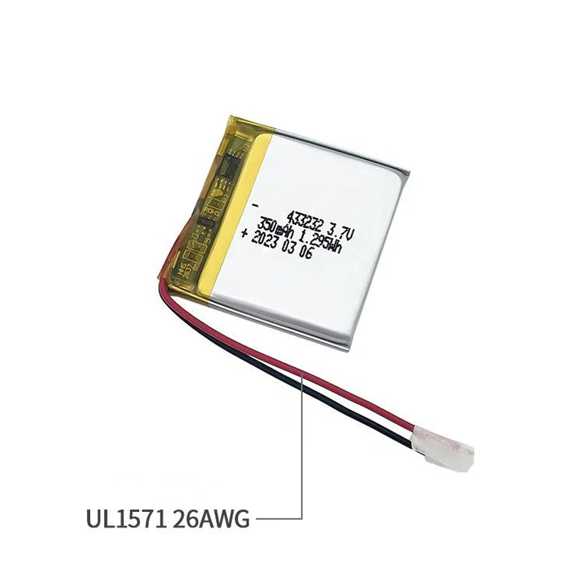 Square Lipo Battery Cell 433232 3.7V 350mAh rechargeable Mini Fans Drones li polymer battery