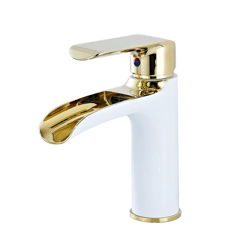 Basin faucet all copper hot and cold black and white gold faucet washbasin