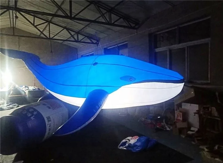 Hot sale giant inflatable advertising blue whale inflatable luminescence hang whale model for sale