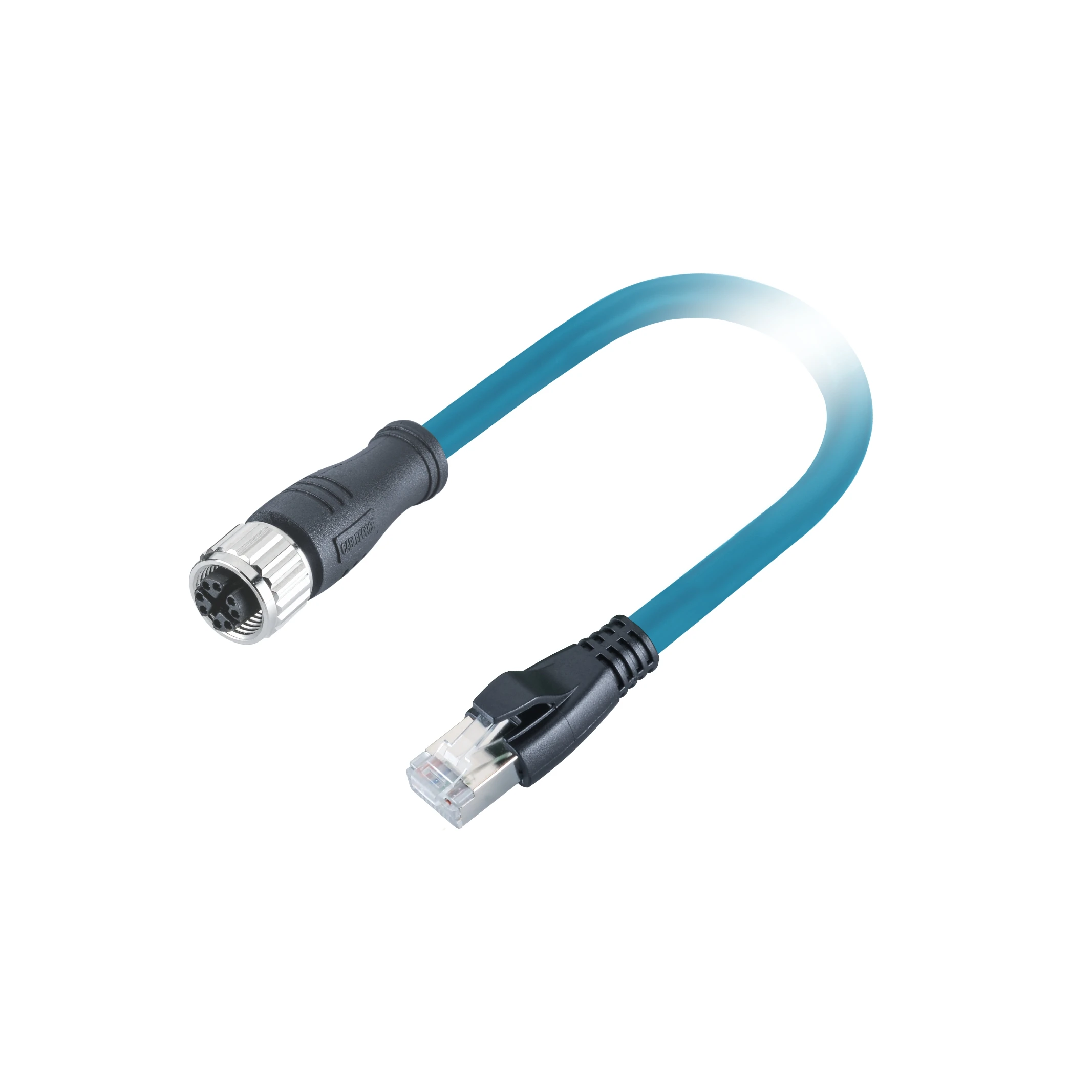 RJ45 male to M12 A-Code male molded 1.5m Cat 5e SFTP 4x2x24AWG 5 million drag chain cable