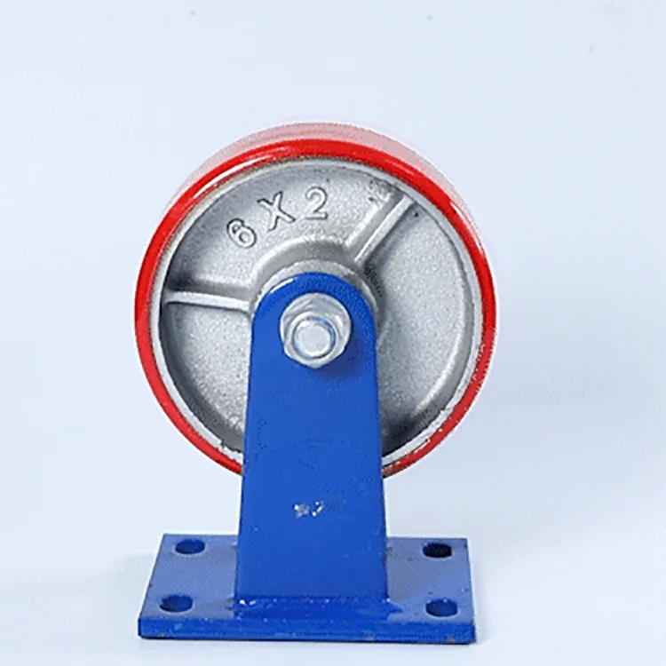 WBD 400kg - 700kg load capacity fixed swivel cast iron PU castor heavy moving machine caster wheels