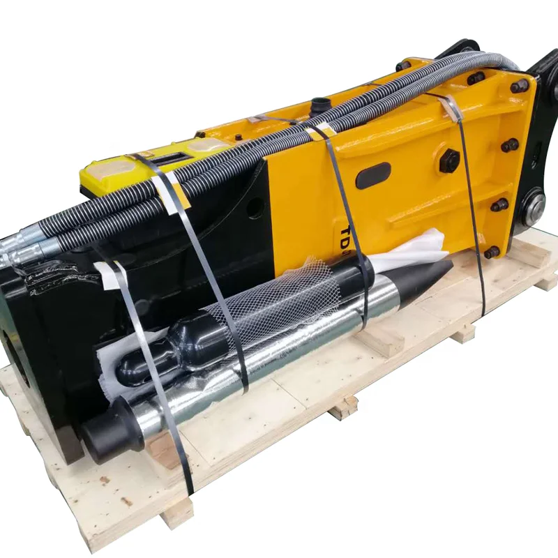 Rock Drill Machinery Hydraulic Breakers fitted to Excavator