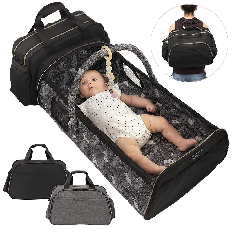 
Linen Unisex OEM Maternity travel large capacity baby multifunctional with bed diaper bag bottle warmer 