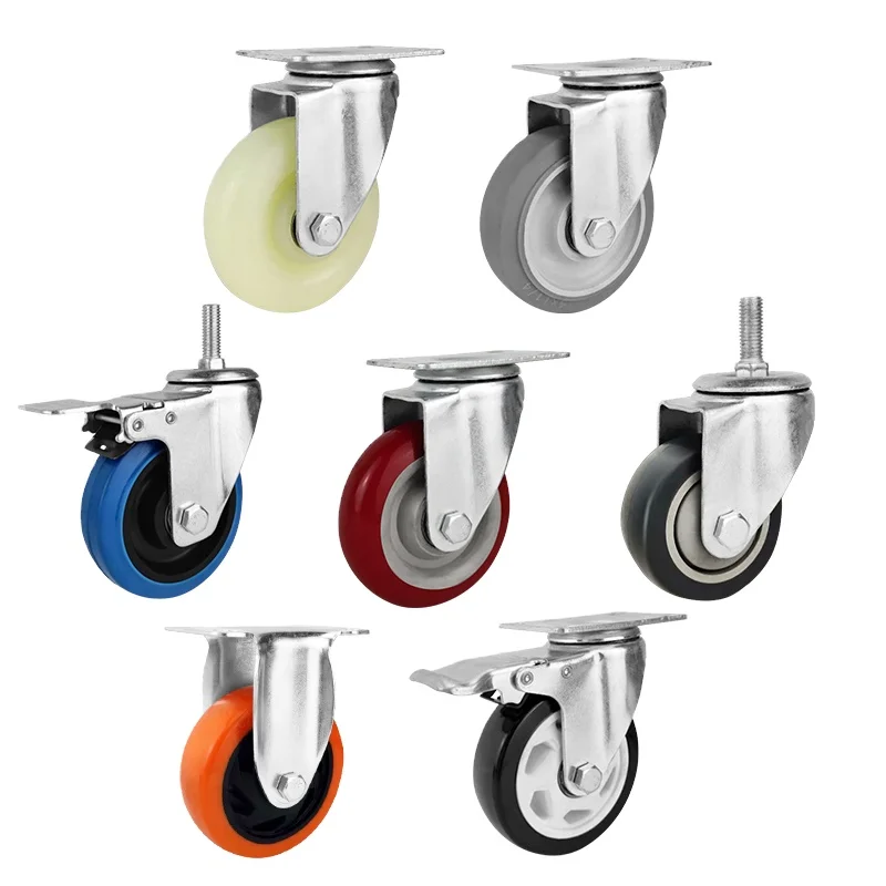 
ZHUOMIAO OEM&ODM factory medium duty caster 3 4 5 inch fixed steel caster pvc pu nylon wheels casters for warehouse trolley 
