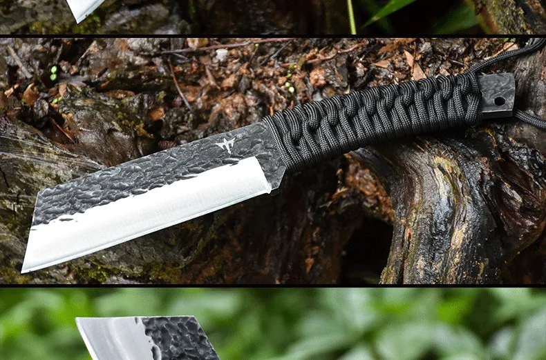 Outdoor New Camping Knife Portable Multi functional Straight Knife Black Handle Knife