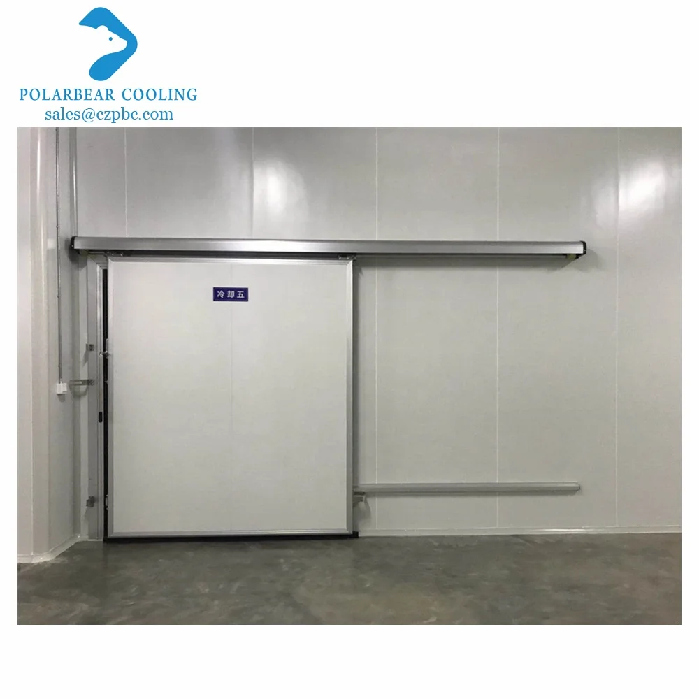 Warehouse Food Cold Storage Manual Sliding Door With Stainless Steel Locks And Handles