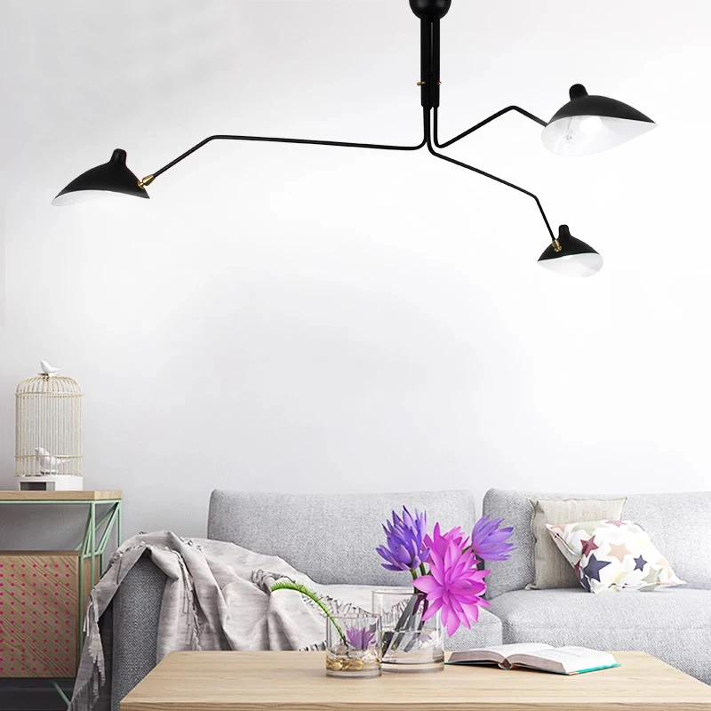 Minimalist Hanging Ceiling Lamp Fixture Home Decor Lampshade Black Painting Multi Heads Ceiling Chandelier For Dining Room