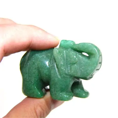 Selling natural crystal carving crafts 1.5 inch crystal elephant 2 inch green Aventurine elephant For healing stones