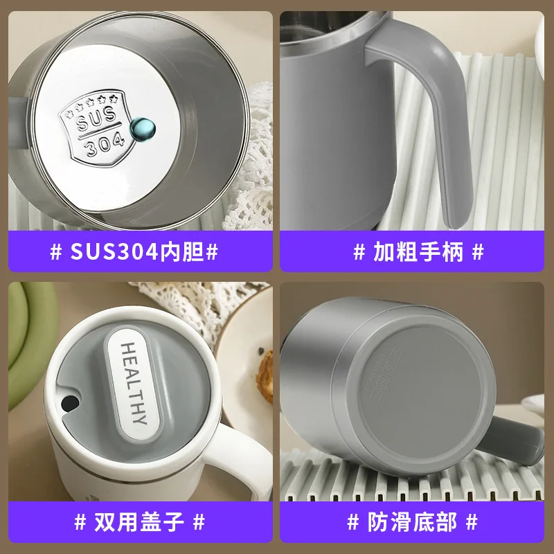 18/10 stainless steel office portable thermos cup food grade mug with lid and handle