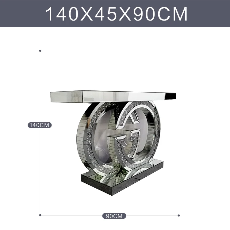 YGJS0443 горячая Распродажа Античный Современный дробленый бриллиант двойной G Кристалл Серебряный зеркальный стол