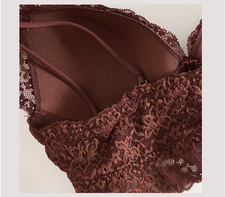  Silviye 3/4Cup застежка спереди двойной Strape сексуальные дышащий шелк v-образный вырез декольте с глубоким